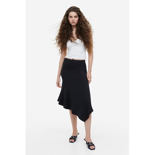 H & M - Asymetryczna spódnica z dżerseju - Czarny H & M M H&M