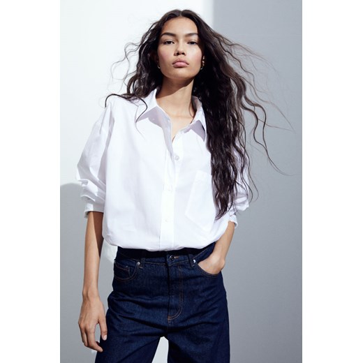 H & M - Bawełniana koszula oversize - Biały H & M S H&M