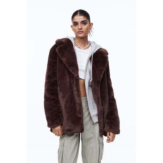 H & M - Jednorzędowa kurtka miś - Brązowy H & M M H&M