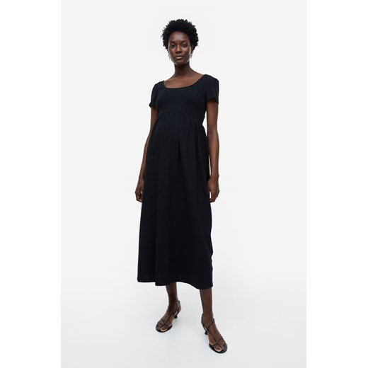 H & M - MAMA Dżersejowa sukienka z dekoltem karo - Czarny H & M L H&M