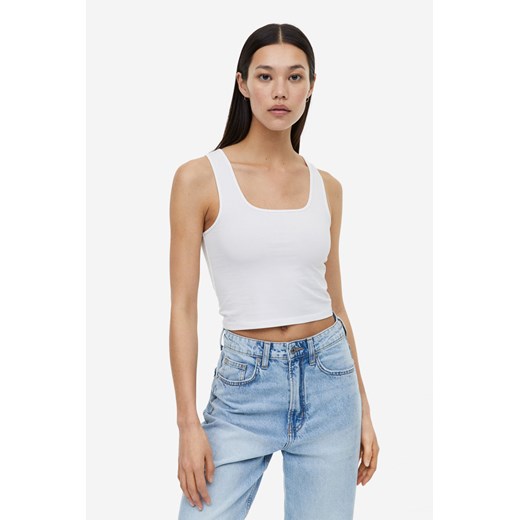 H & M - Krótki top bez rękawów - Biały H & M S H&M