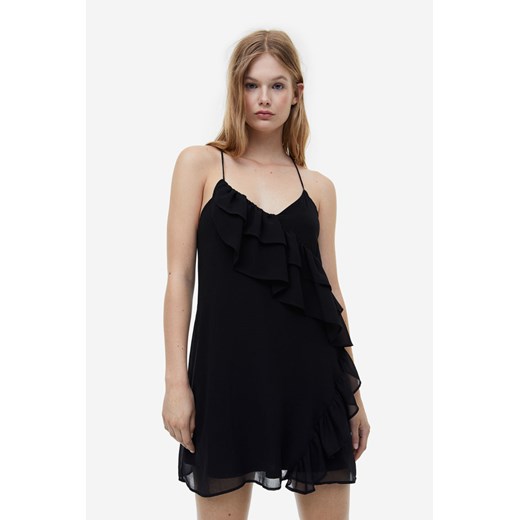 H & M - Sukienka mini z falbaną - Czarny H & M M H&M