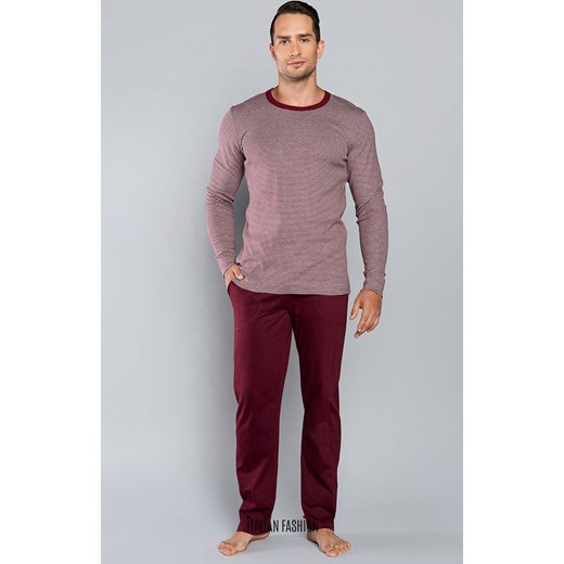 Hilton piżama męska dł.dł., Kolor bordowy, Rozmiar M, Italian Fashion ze sklepu Intymna w kategorii Piżamy męskie - zdjęcie 164367612