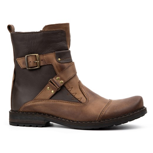 Buty męskie sztyblety skórzane 82KZ brązowe ze sklepu butyolivier w kategorii Buty zimowe męskie - zdjęcie 164368880