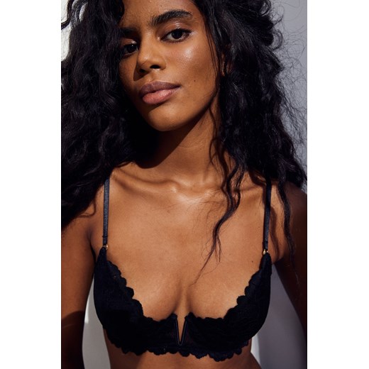H & M - Koronkowy biustonosz push-up - Czarny H & M 70D H&M