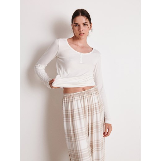 Reserved - Dwuczęściowa piżama - złamana biel ze sklepu Reserved w kategorii Piżamy damskie - zdjęcie 164408093