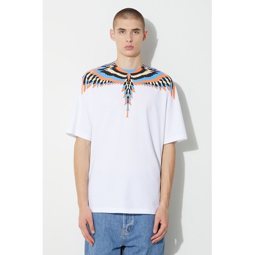 Marcelo Burlon t-shirt bawełniany Optical Wings męski kolor biały z nadrukiem ze sklepu PRM w kategorii T-shirty męskie - zdjęcie 164416593