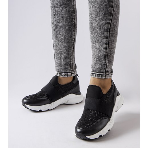 Czarne sneakersy z cyrkoniami Algiso ze sklepu gemre w kategorii Buty sportowe damskie - zdjęcie 164421390