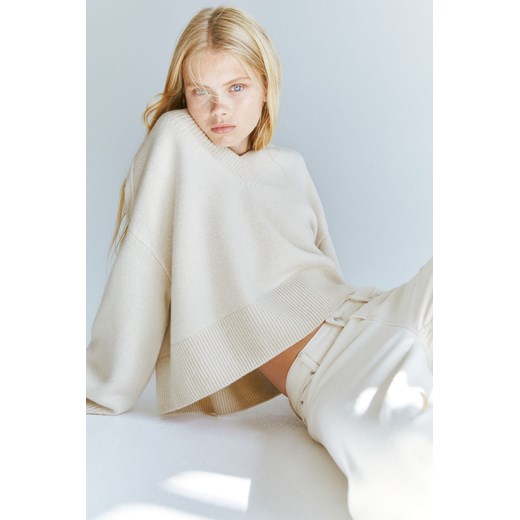 H & M - Wełniany sweter oversize - Biały H & M M H&M