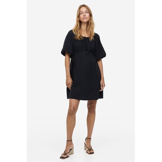 H & M - MAMA Bawełniana sukienka z odkrytymi ramionami - Czarny H & M S H&M