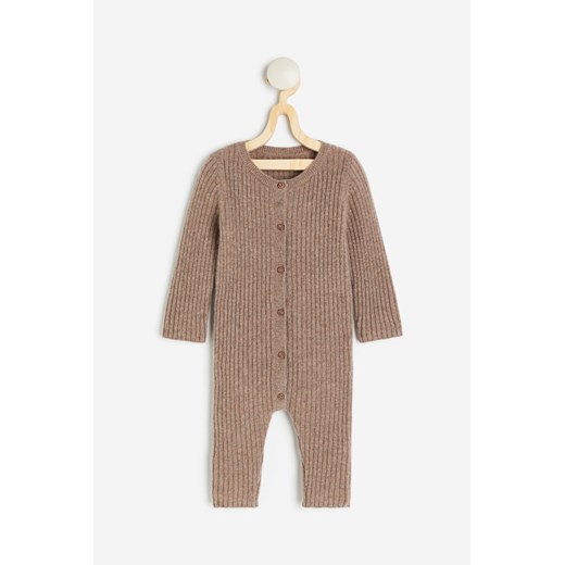 H & M - Kaszmirowy kombinezon w prążki - Beżowy H & M 62 (2-4M) H&M