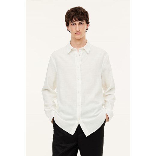 H & M - Kreszowana koszula Regular Fit - Biały H & M L H&M