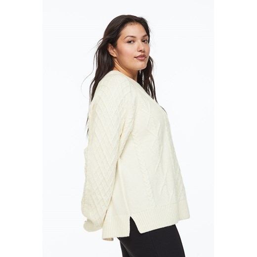 H & M - H & M+ Sweter w warkoczowy splot - Beżowy H & M 3XL H&M
