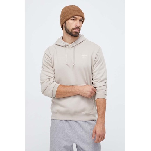 adidas Originals bluza bawełniana męska kolor beżowy z kapturem z nadrukiem ze sklepu ANSWEAR.com w kategorii Bluzy męskie - zdjęcie 164425580