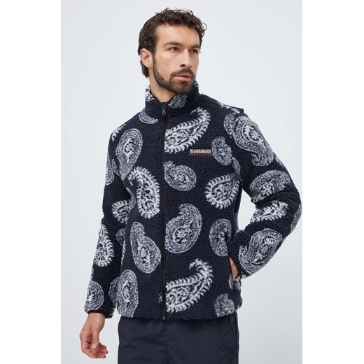 Napapijri bluza polarowa kolor czarny wzorzysta Napapijri XL ANSWEAR.com
