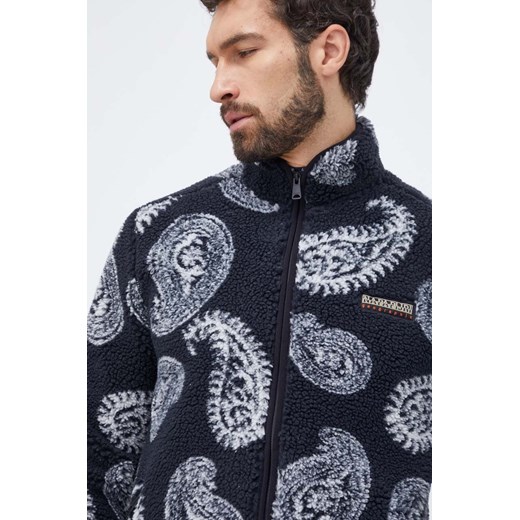 Napapijri bluza polarowa kolor czarny wzorzysta Napapijri XS ANSWEAR.com