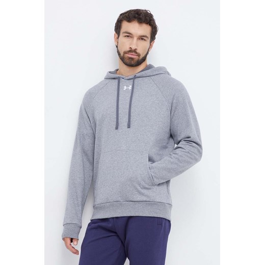 Under Armour bluza męska kolor szary z kapturem gładka 1379757 ze sklepu ANSWEAR.com w kategorii Bluzy męskie - zdjęcie 164425691