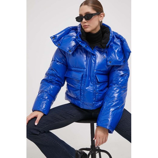 Calvin Klein Jeans kurtka damska kolor niebieski zimowa L ANSWEAR.com
