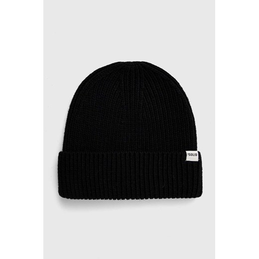 Solid czapka z domieszką wełny kolor czarny z cienkiej dzianiny ze sklepu ANSWEAR.com w kategorii Czapki zimowe męskie - zdjęcie 164428084