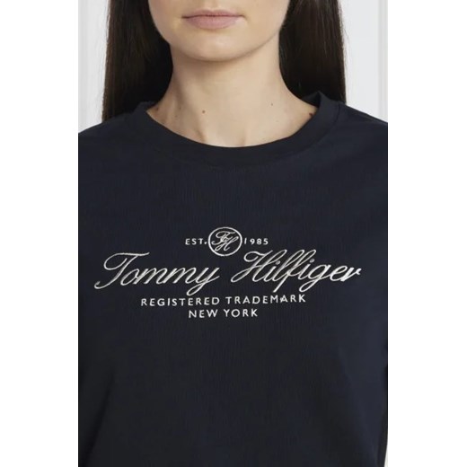 Bluzka damska Tommy Hilfiger czarna z długim rękawem z okrągłym dekoltem 