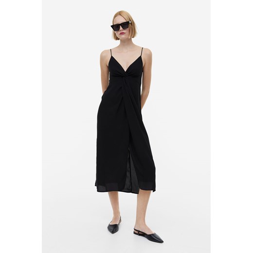 H & M - Sukienka z dekoltem w serek - Czarny H & M M H&M