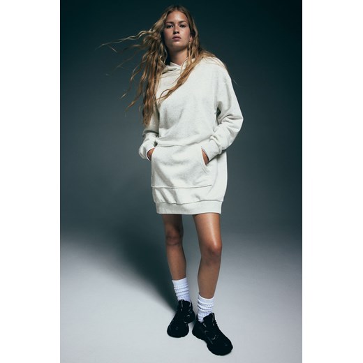 H & M - Sukienka dresowa z kapturem - Szary H & M L H&M