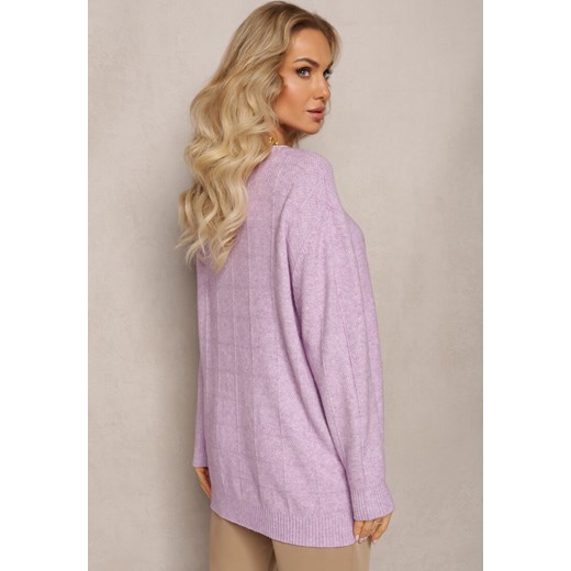 Fioletowy Klasyczny Sweter z Miękkiej Dzianiny Tererise Renee XL wyprzedaż Renee odzież