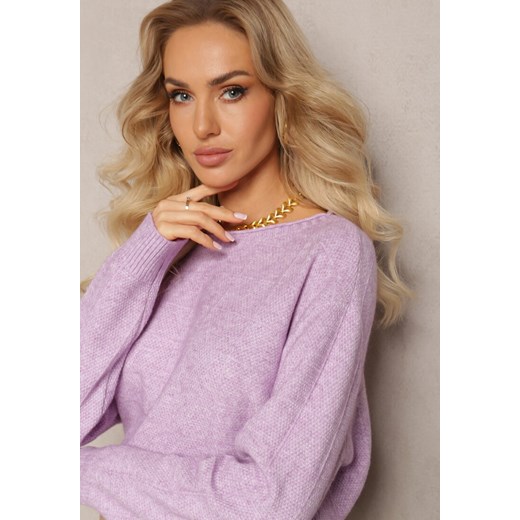 Fioletowy Klasyczny Sweter z Miękkiej Dzianiny Tererise Renee L Renee odzież wyprzedaż