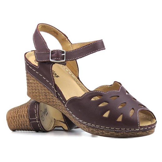 Wygodne sandały damskie w stylu pin-up - HELIOS Komfort 4023, ciemna wiśnia ze sklepu ulubioneobuwie w kategorii Sandały damskie - zdjęcie 164452490