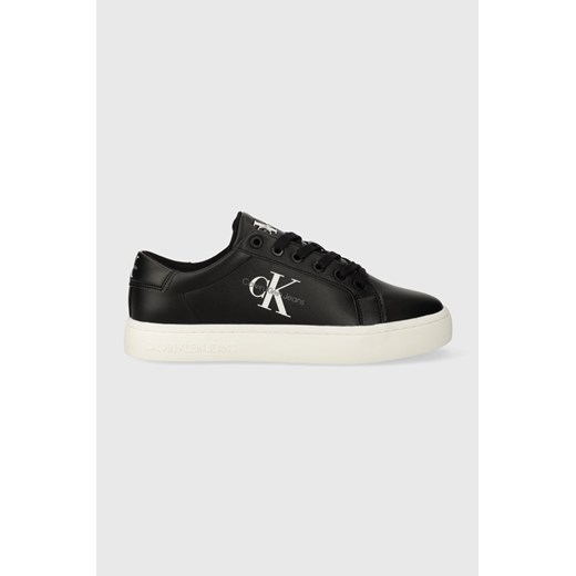 Calvin Klein Jeans sneakersy skórzane CLASSIC CUPSOLE LACEUP LTH WN kolor czarny YW0YW01269 ze sklepu ANSWEAR.com w kategorii Trampki damskie - zdjęcie 164457421