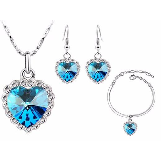 komplet biżuterii serca błękitne cyrkonie Lovrin wyprzedaż LOVRIN