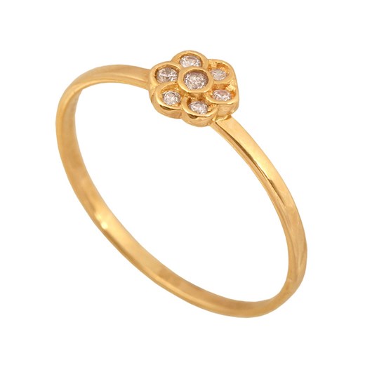 złoty pierścionek 585 kwiat z cyrkoniami 0,80 g Lovrin LOVRIN
