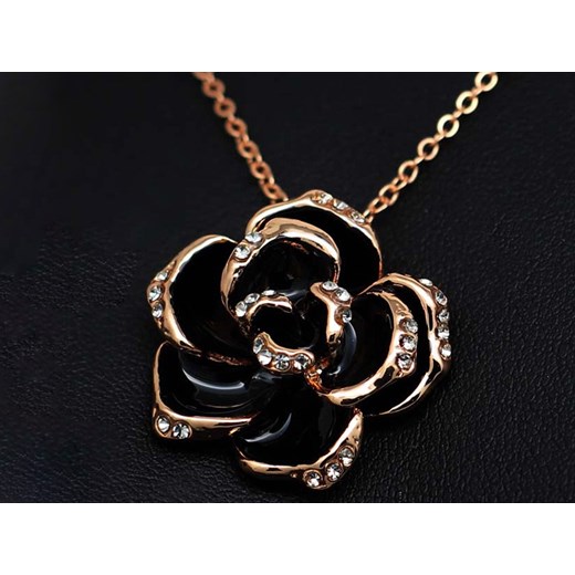 komplet biżuterii czarne róże emalia z cyrkoniami Lovrin okazja LOVRIN