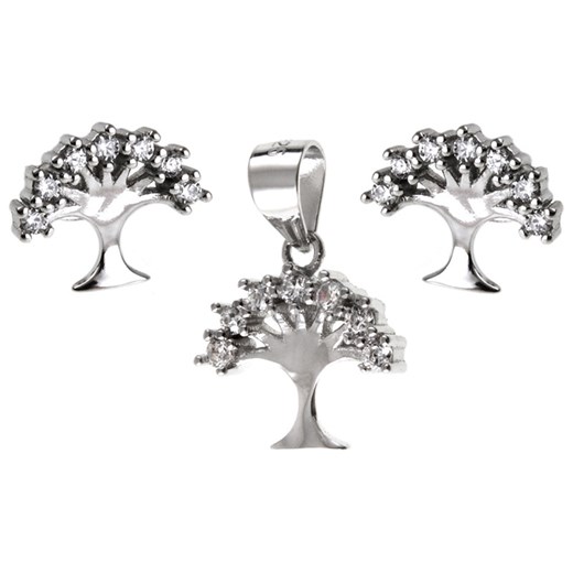 srebrny komplet 925 kolczyki zawieszka drzewko Lovrin LOVRIN