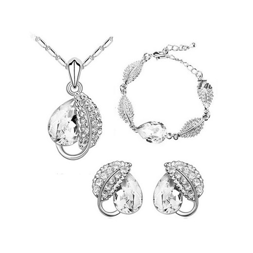 komplet biżuterii białe liście jabłka Lovrin promocyjna cena LOVRIN