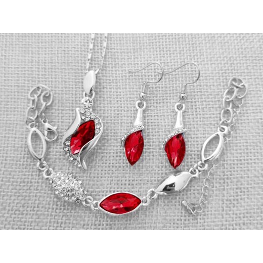 komplet biżuterii czerwone cyrkonie łezki Lovrin LOVRIN promocja