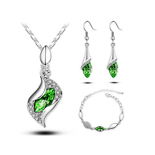 komplet biżuterii z zielonymi cyrkoniami Lovrin LOVRIN