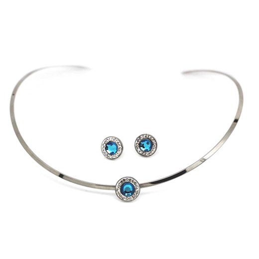 komplet biżuterii błękitne cyrkonie kryształy prezent Lovrin wyprzedaż LOVRIN
