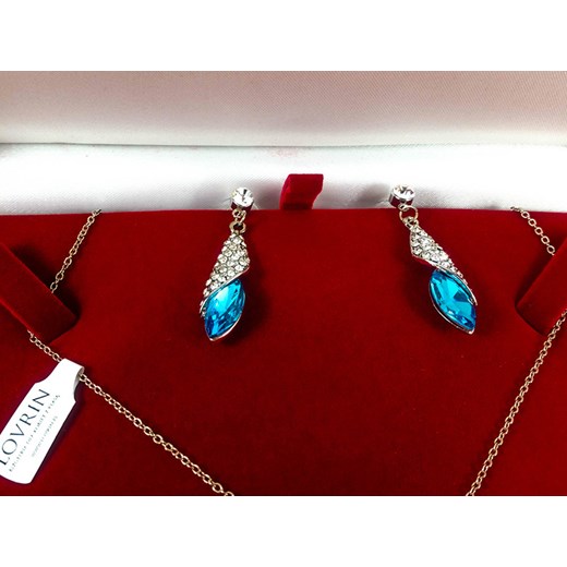 komplet biżuterii lazurowe łezki błękitne krople Lovrin okazyjna cena LOVRIN