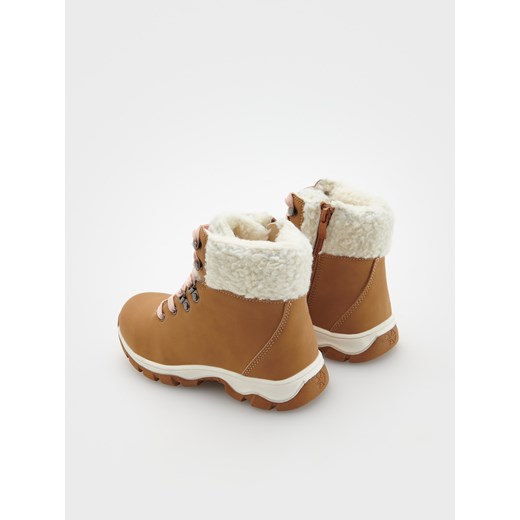 Reserved buty zimowe dziecięce brązowe sznurowane 