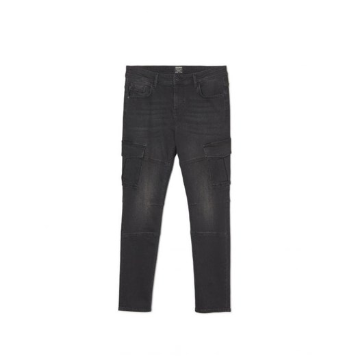 Cropp - Czarne jeansy skinny cargo - czarny ze sklepu Cropp w kategorii Jeansy męskie - zdjęcie 164508250