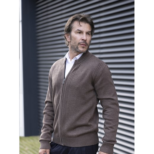 Sweter męski rozpinany - Olivier - brąz - M ze sklepu Swetry Lasota w kategorii Swetry męskie - zdjęcie 164511721