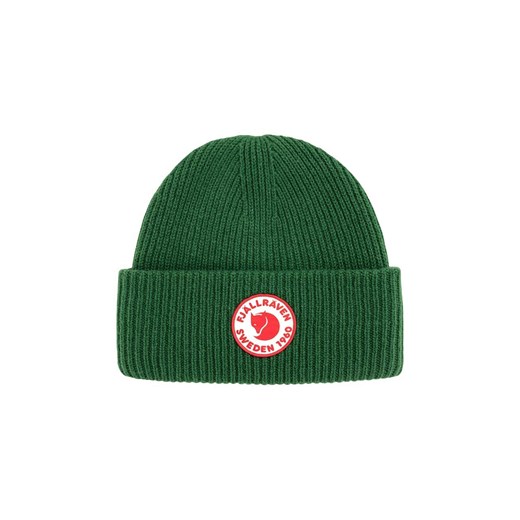 Fjallraven czapka wełniana 1969 Logo kolor zielony z grubej dzianiny wełniana ONE ANSWEAR.com