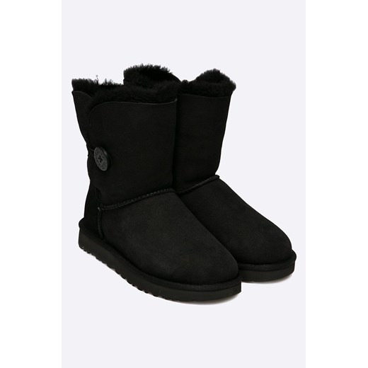 UGG śniegowce Bailey Button II damskie kolor czarny na płaskim obcasie ocieplone 37 ANSWEAR.com