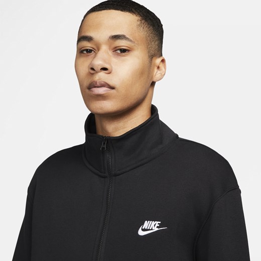 Męska szczotkowana bluza z zamkiem 1/2 Nike Sportswear Club - Czerń Nike XL Nike poland