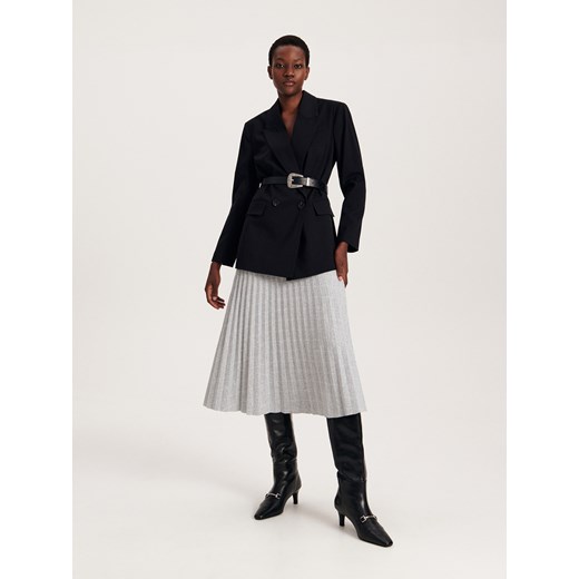 Reserved - Plisowana spódnica w kratę - jasnoszary ze sklepu Reserved w kategorii Spódnice - zdjęcie 164525622