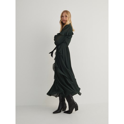 Sukienka Reserved tkaninowa czarna maxi