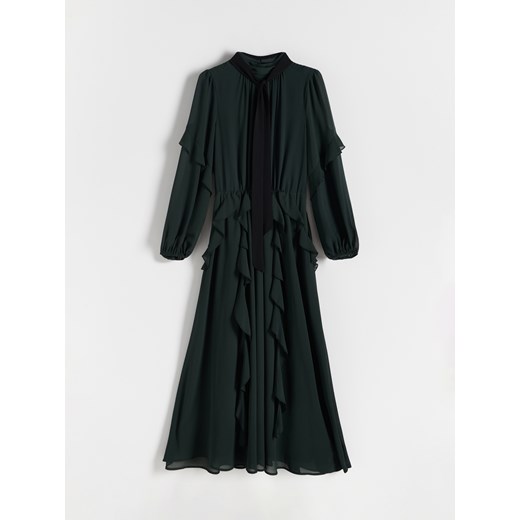 Sukienka czarna Reserved maxi z długim rękawem 