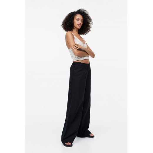 H & M - Szerokie spodnie z domieszką lnu - Czarny H & M 40 H&M