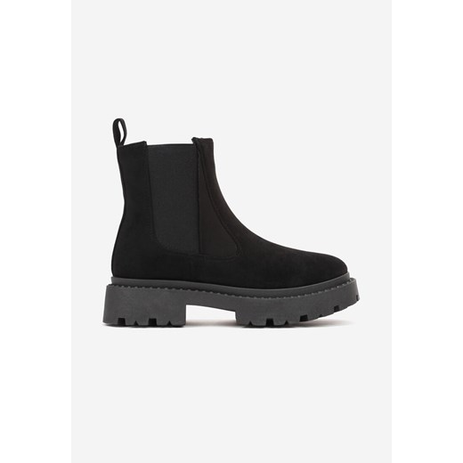 Botki Born2be na platformie na jesień bez zapięcia czarne 